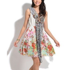 EUC Anabelle Paris Butterfly Applique Floral Sleeveless Dress Size M